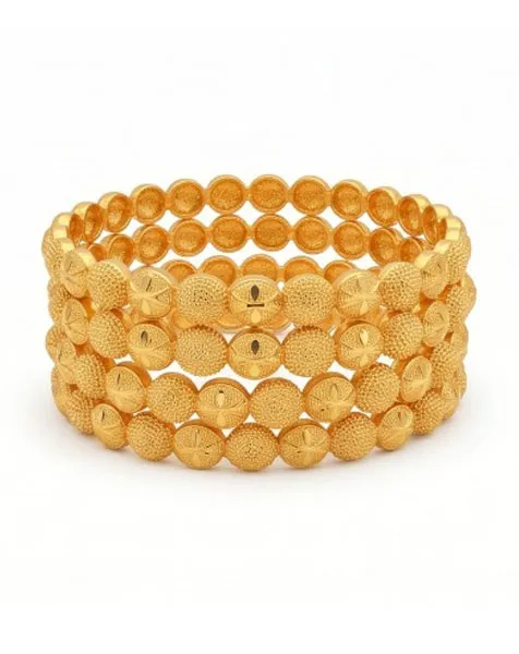 Golden Radiant Sphere Bangle Set - 4 Pcs