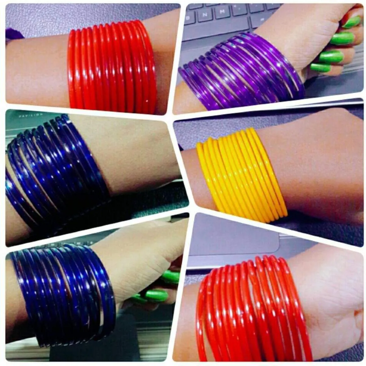 KHAZ KATA churi 2 dozens /24 pieces (any color) Premium quality KHAZ KATA beautiful colored Glass or Silk Thread Bangles (Reshmi Churi) thumbnail