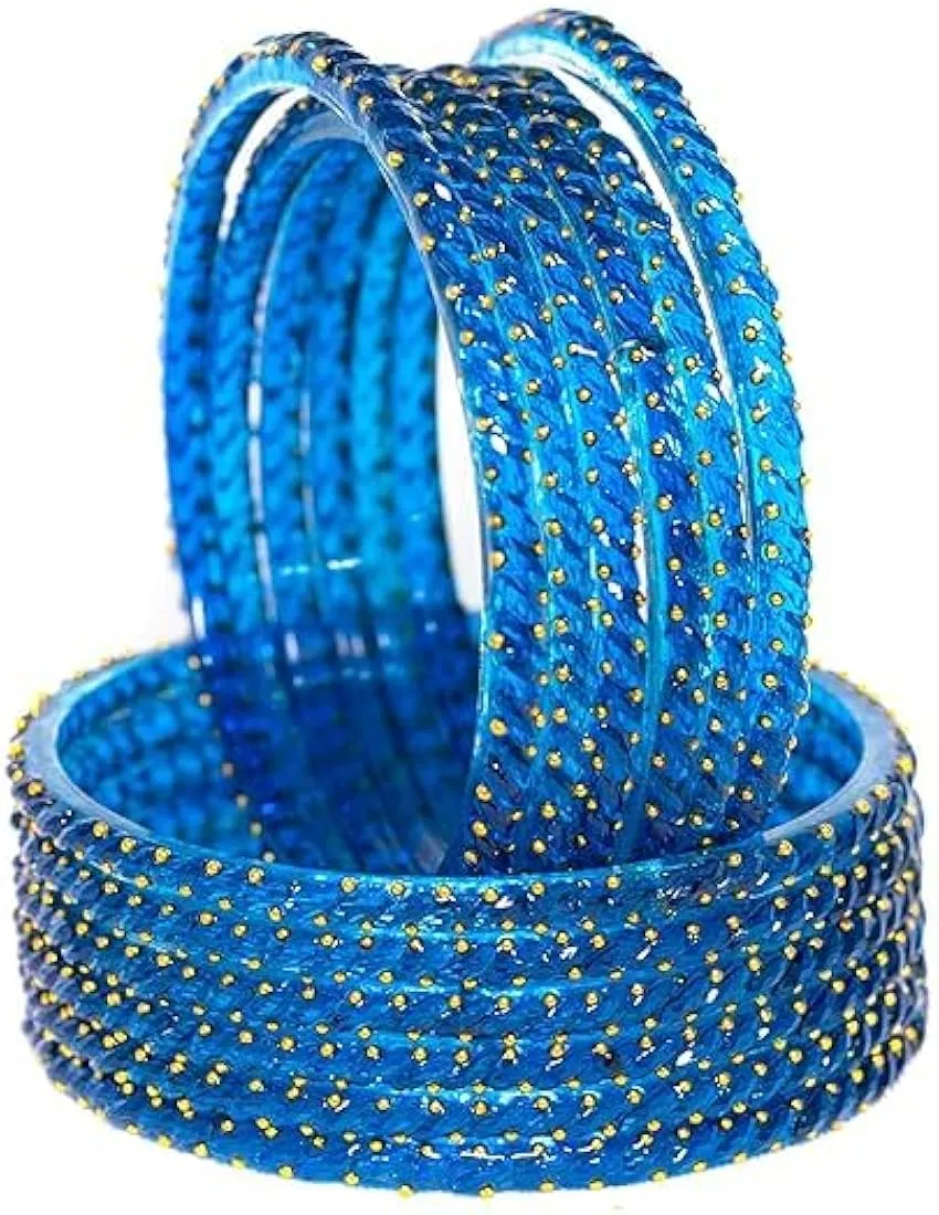 Women's Glass Bangles Blue Colour 12 Pcs thumbnail