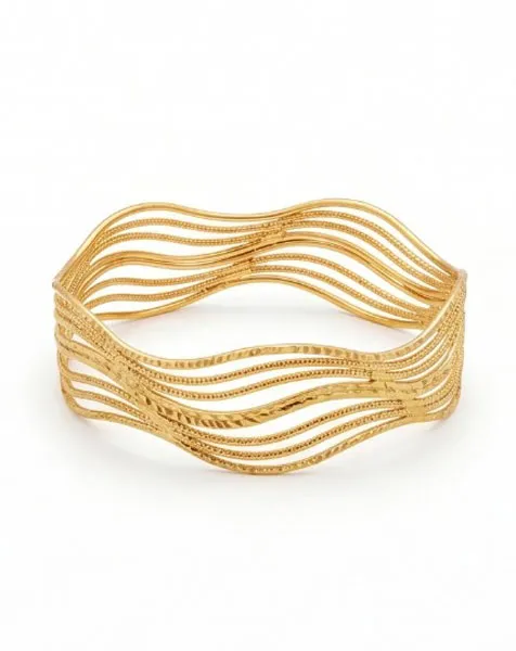Golden Ethereal Wave Bangle Set - 2 Pcs thumbnail