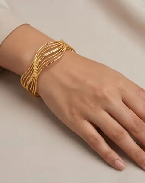 Golden Ethereal Wave Bangle Set - 2 Pcs thumbnail