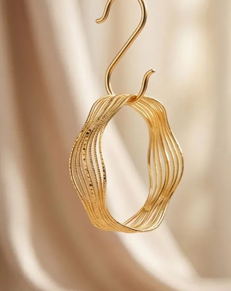 Golden Ethereal Wave Bangle Set - 2 Pcs thumbnail
