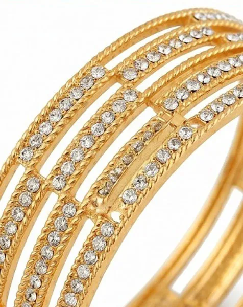 Ornate Gilded Lattice Bangle Set - 2 Pcs thumbnail
