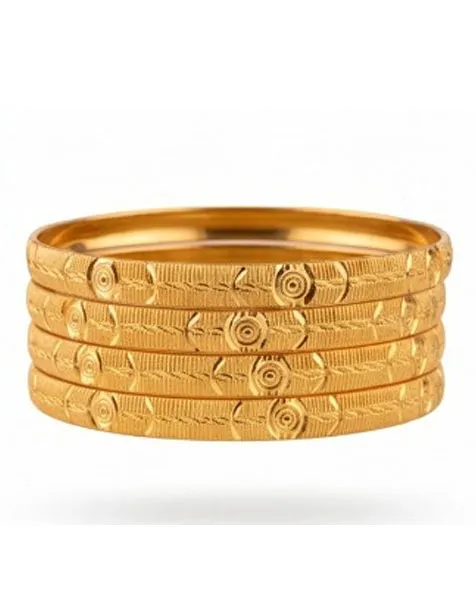 Golden Rose Textured Bangle Set - 4 Pcs thumbnail