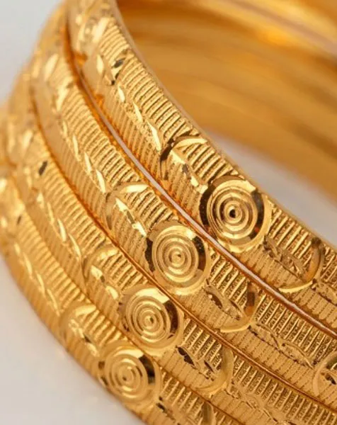 Golden Rose Textured Bangle Set - 4 Pcs thumbnail