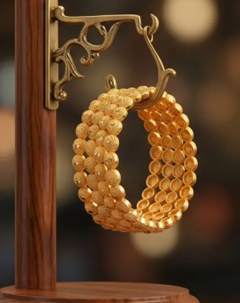 Golden Radiant Sphere Bangle Set - 4 Pcs thumbnail