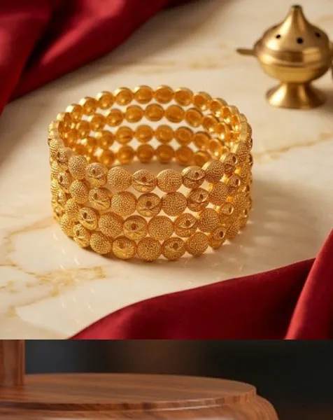 Golden Radiant Sphere Bangle Set - 4 Pcs thumbnail
