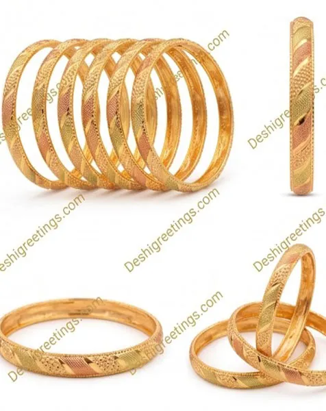 Elegance Tricolor Gold-Plated Bangle Set (Set of 4) thumbnail