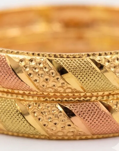 Elegance Tricolor Gold-Plated Bangle Set (Set of 4) thumbnail