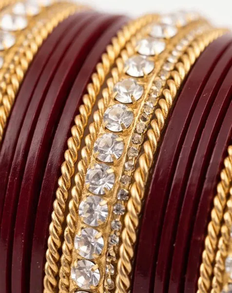 Imperial Maroon& Gold Diamond Churi Set thumbnail